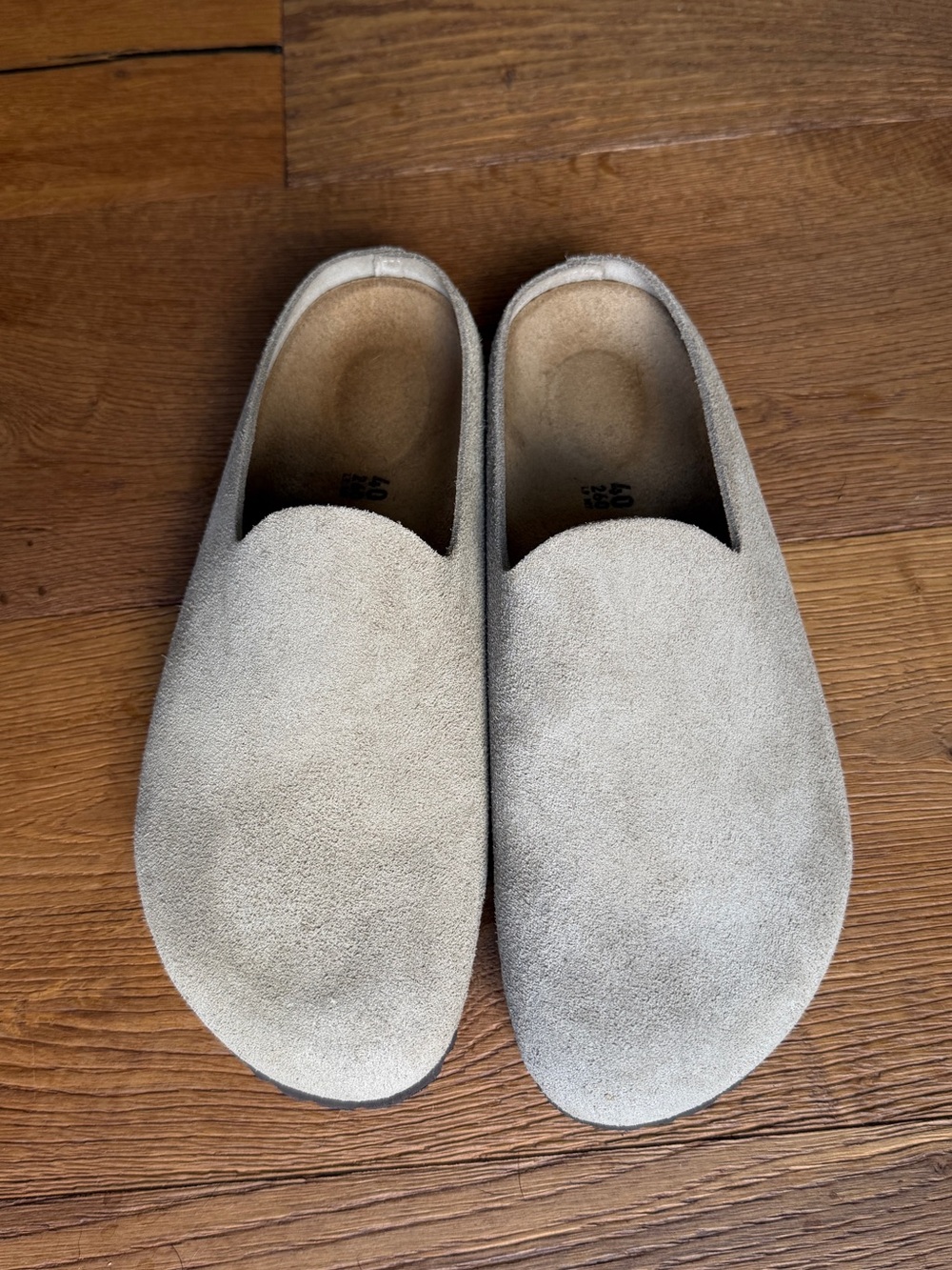 Birkenstock Amsterdam Wrapped Taupe Suede Clogs 40 9-9.5